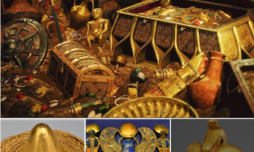 The Tell Basta treasure trove, containing the renowned golden hat and numerous other treasures, was unearthed approximately between 1279 and 1213 BC